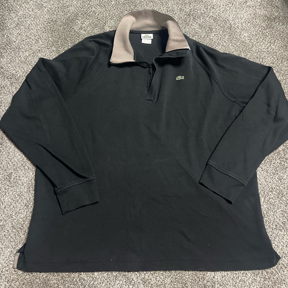 Lacoste Men's Quarter Zip High Neck Pullover Sweatshirt Black Size 7 (EU) XXL